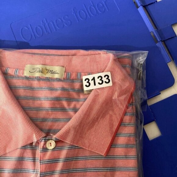 Peter Millar Polo Shirt Mens XL Pink Blue Striped Preppy Golf Casual S/S - Picture 11 of 11
